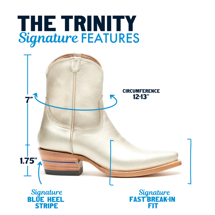 The Trinity women's ankle boot in 3 Nines Fine Silver